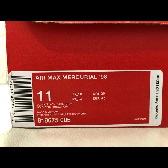 Nike Air Max Mercurial ‘98 Black Dark Grey New - Picture 8 of 8